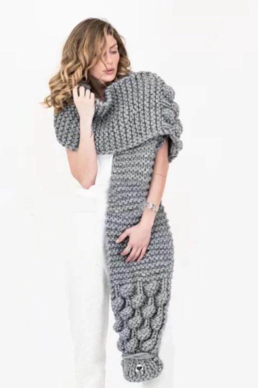 New Style Pure Hand Woven Ball Wool Scarf For Women