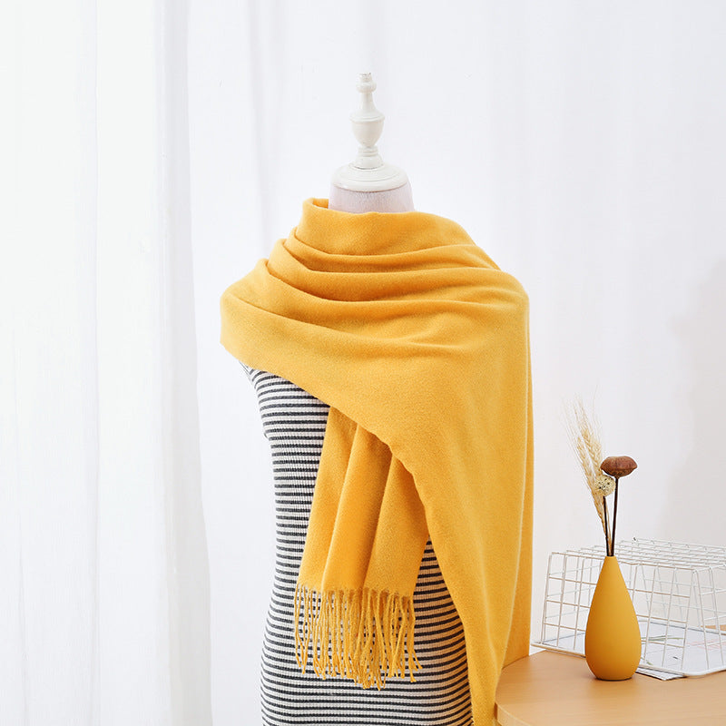 Solid Colored Long Towel Thickened For Warmth