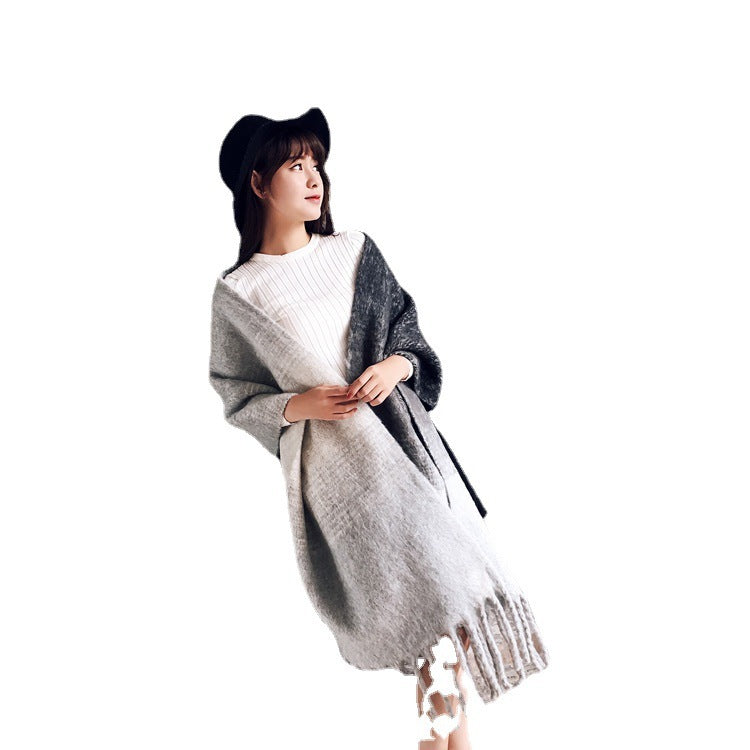 Women's Korean-style Long Scarf Shawl Autumn And Winter New Warm Thickened Tassel