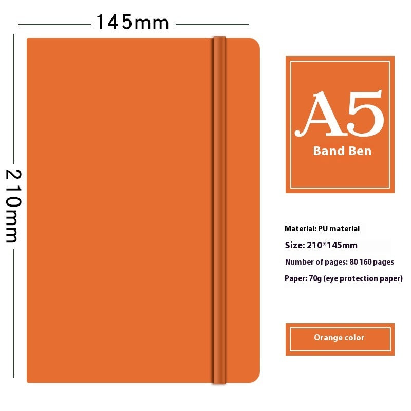 A5 Strap Notebook Pen Insert Leather Surface