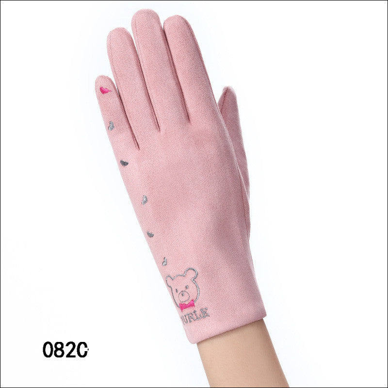Touch screen gloves winter windproof suede