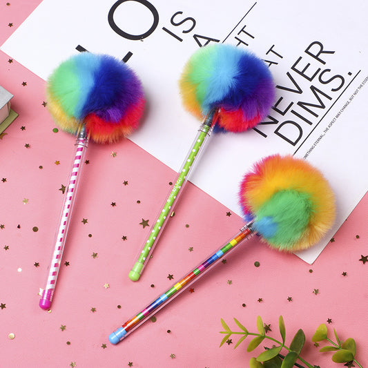 Student Creativity Color Pompons Gift Pen