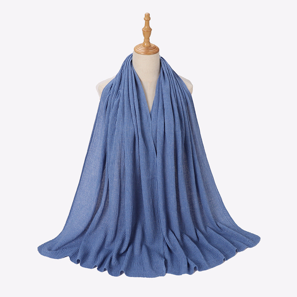 Silver Silk Crumpled Toe Scarf