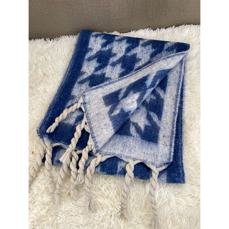 Women's Thick Fringed Houndstooth All-match Shawl Scarf