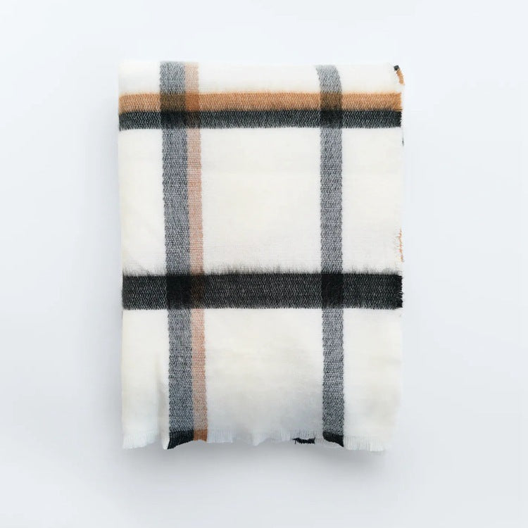 Large Square Plaid Cashmere Shawl