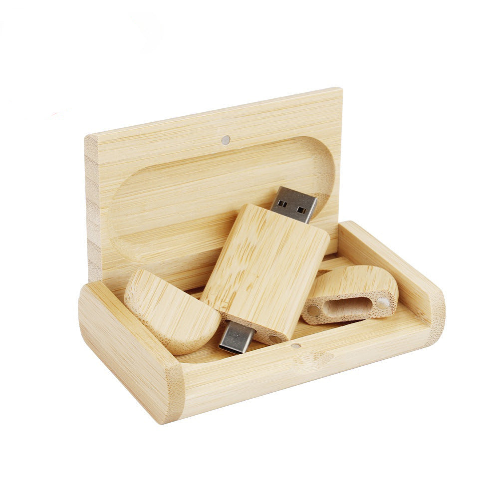 Maple Box Carved Wooden 2 In 1 Mobile Phone U-disk TYPE-C
