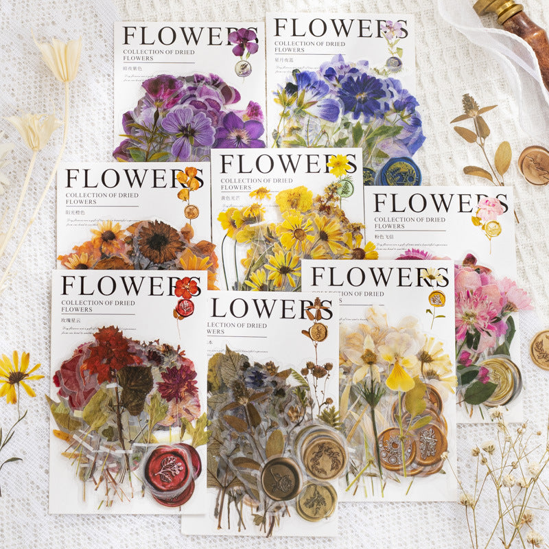 Fire Paint Creative Dried Flowers Journal Decoration Sticker Package