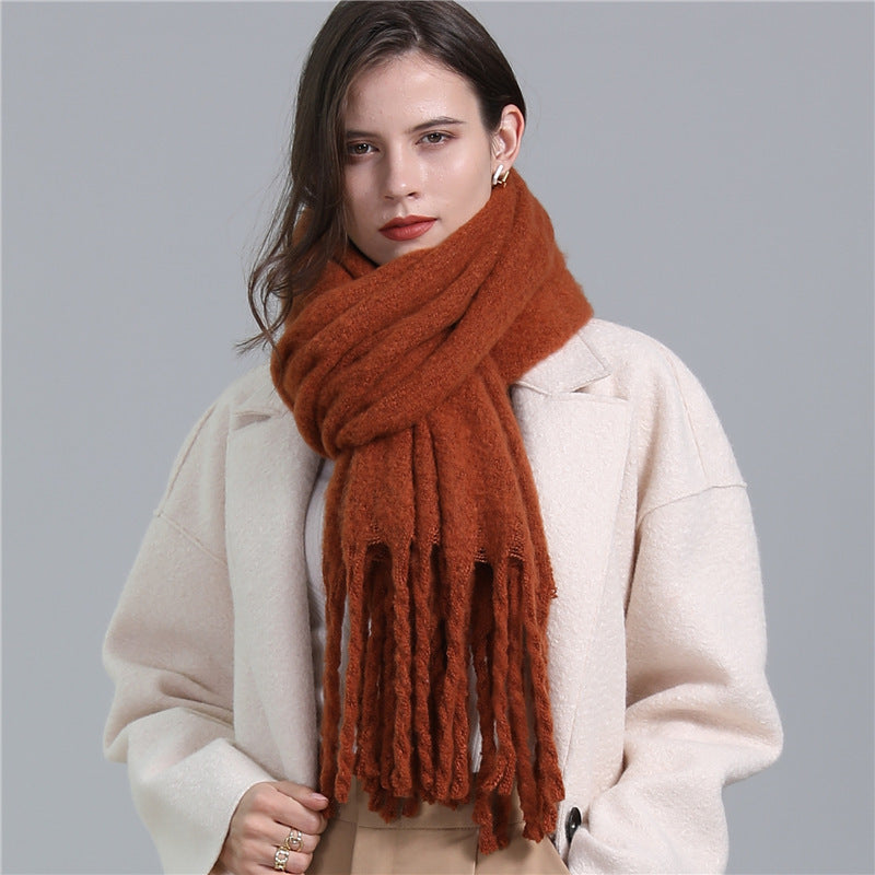 Extended Scarf Winter Cashmere-like Warm All-matching Solid Color Scarf