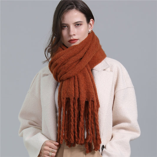 Extended Scarf Winter Cashmere-like Warm All-matching Solid Color Scarf