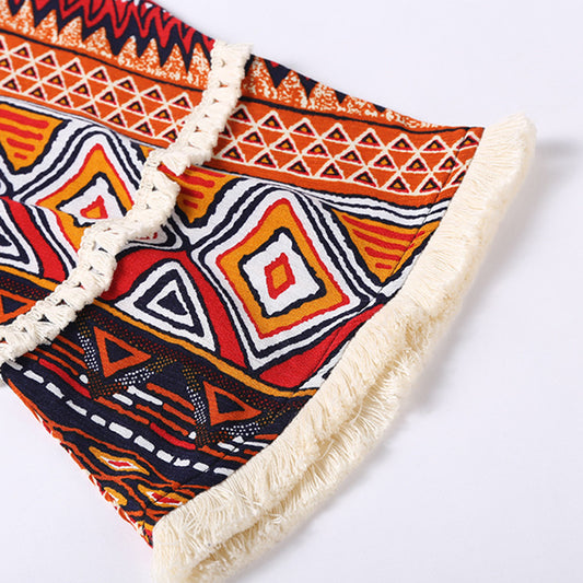 Bohemian print fringed cardigan top