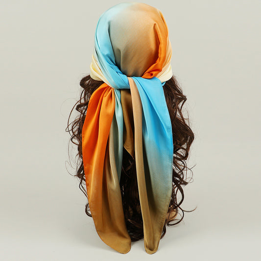 Gradient Color Artificial Silk Square Scarf 90cm Fashion All-match Scarf