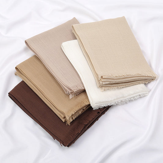 Flat Slub Cotton Solid Color Scarf Breathable Monochrome