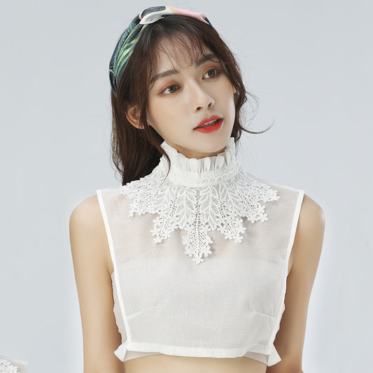 Beautiful Stand-up Collar Lady Floral Decorative Shirt Fake Collar