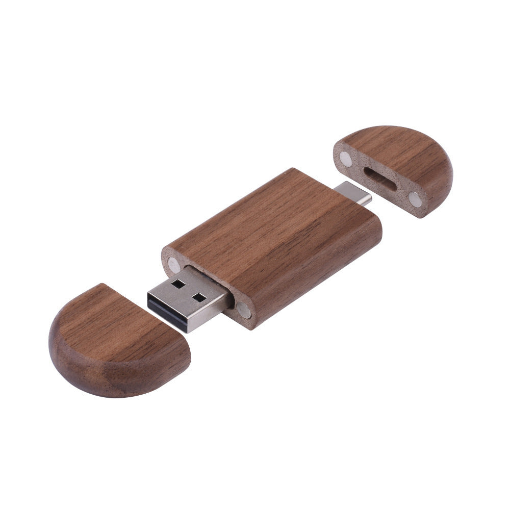Maple Box Carved Wooden 2 In 1 Mobile Phone U-disk TYPE-C