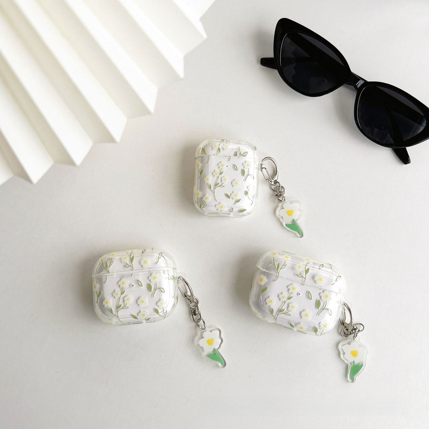 Bluetooth Headset Protective Cover White Floral High Transparent