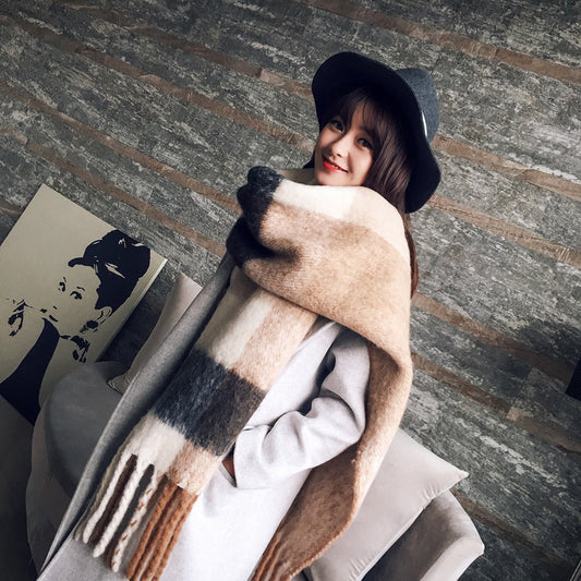 Women's Korean-style Long Scarf Shawl Autumn And Winter New Warm Thickened Tassel