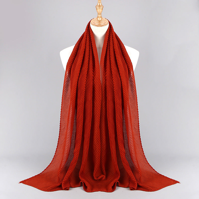 Twill Crumpled Pleated Scarf Women's Bag Headscarf
