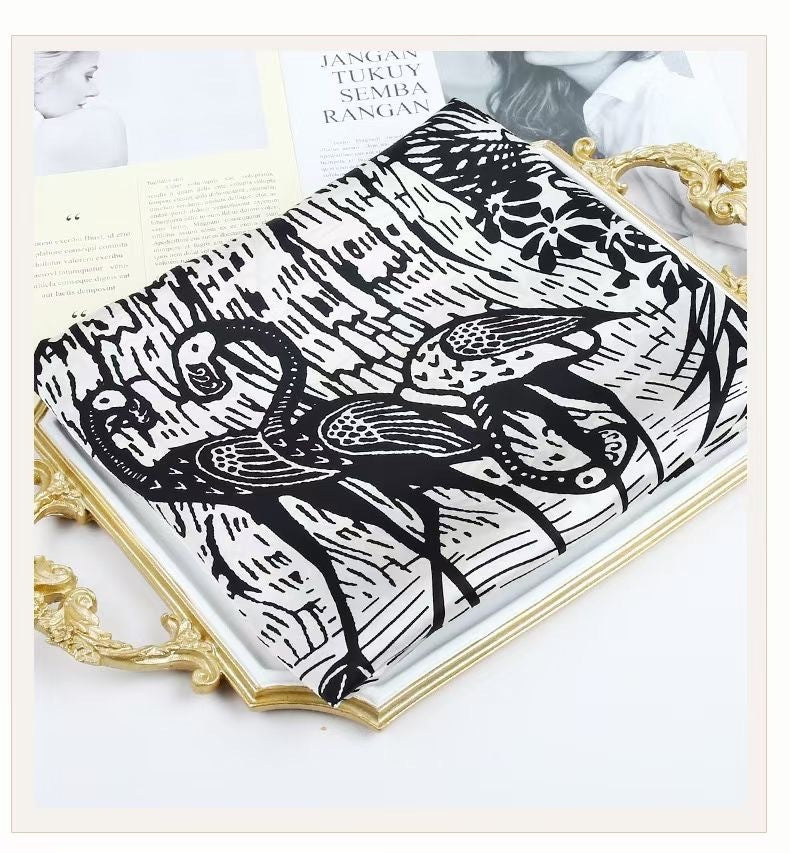 Women's Square Scarf Cashew Satin Print