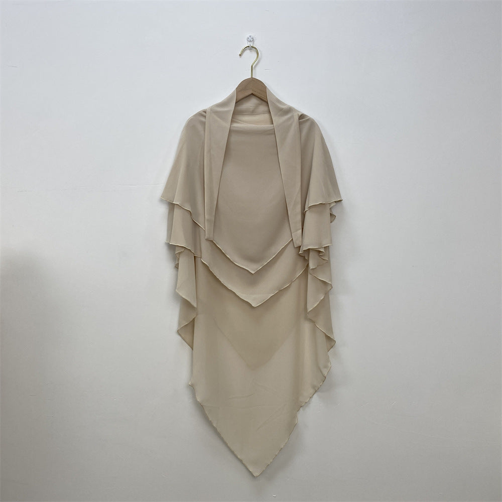 Solid Color Chiffon Turban Solid Color Double Layer