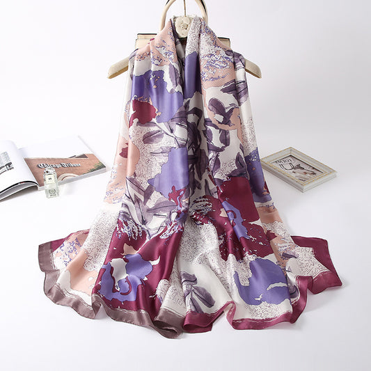 Simulated Silk Scarf Female Dual-use Air-conditioning Shawl Sarong