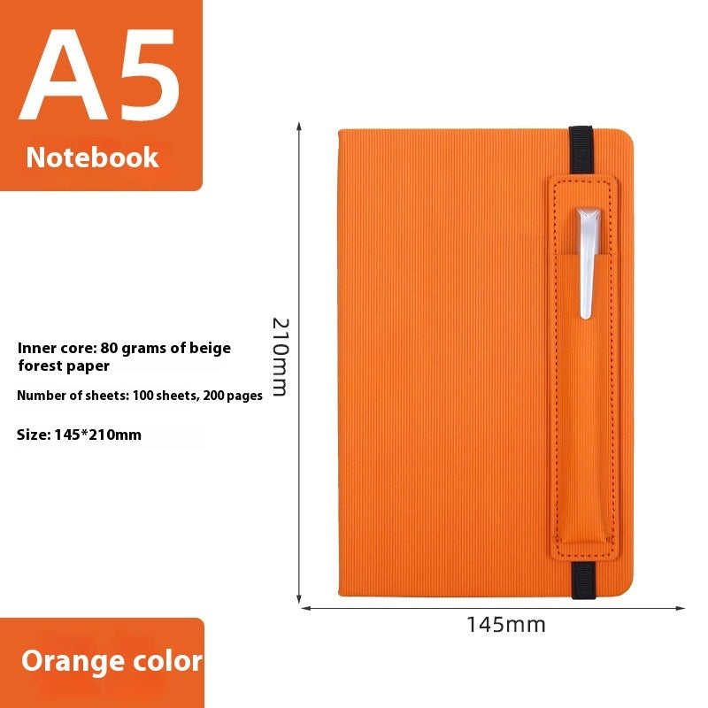 A5 Strap Notebook Pen Insert Leather Surface