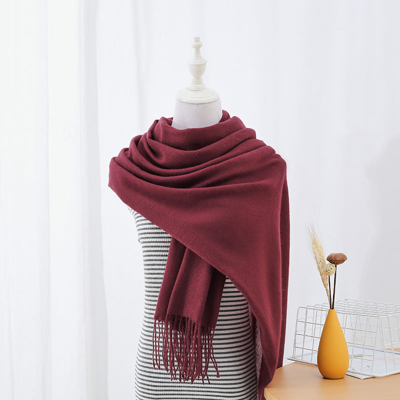 Solid Colored Long Towel Thickened For Warmth