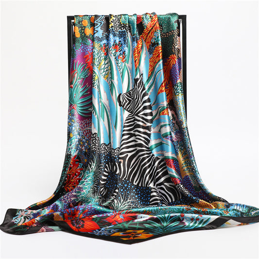 Fashion Jungle Animal Pattern Silk Scarf Autumn And Winter Thin