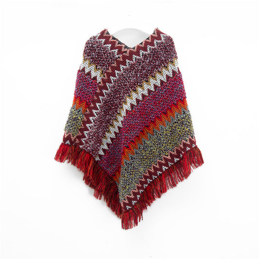 Christmas Women's Red Ethnic Style Pullover Cloak Shawl