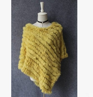 Rabbit wool shawl cloak scarf ladies triangle bib leather grass handmade scarf fur triangle head