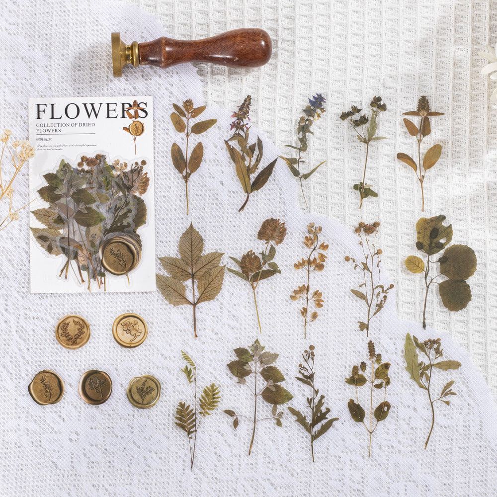 Fire Paint Creative Dried Flowers Journal Decoration Sticker Package