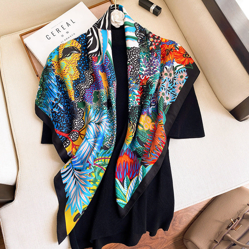 Printed 90 Square Towel Fashion Printed Decoration Sunscreen Shawl