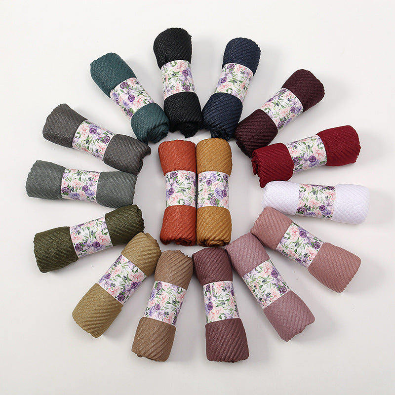 Pure Color Crumpled Polyester Soft Women's Casual Scarf