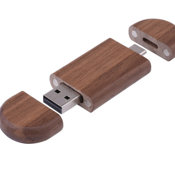 Maple Box Carved Wooden 2 In 1 Mobile Phone U-disk TYPE-C