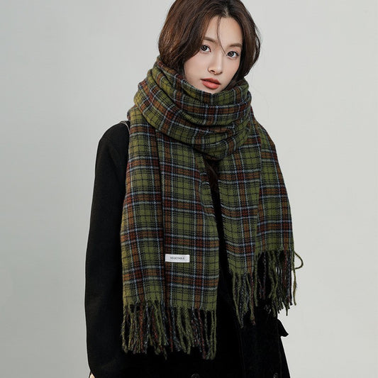 Comfortable Warm White Check Scarf