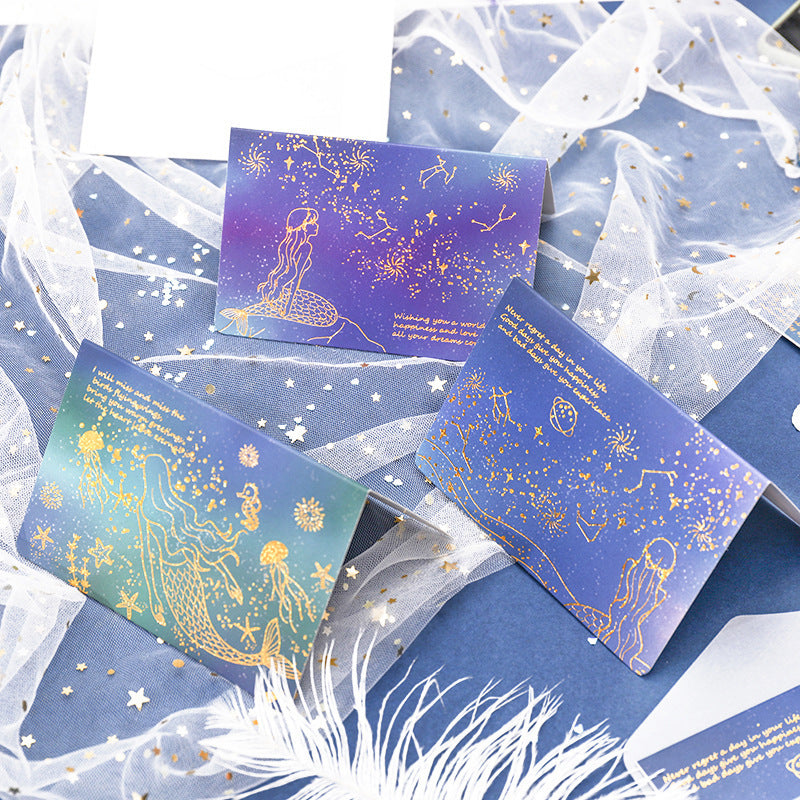 High-end Aesthetic Sulfuric Acid Paper Bronzing Folding Greeting Card Envelope Set