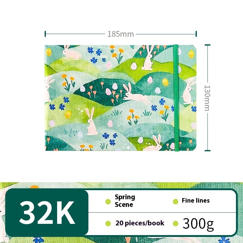 Feiluniao Watercolor Notebook Fabric Handmade Mini Portable Portable Character Sketch Hand Painted Graffiti Drawing Book