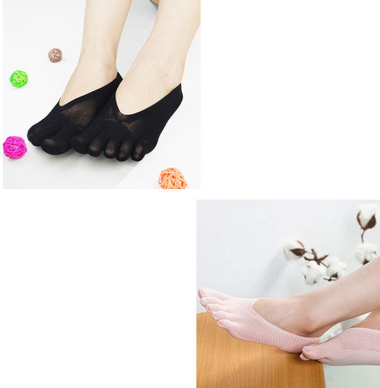 Four Seasons Ultra-Short And Thin Glue Split-Toe Five-Finger Socks Women'S Shallow Mouth