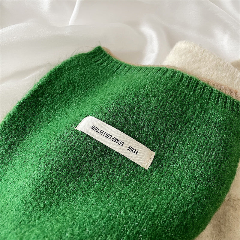 Women's All-match White Wool Contrast Color Scarf
