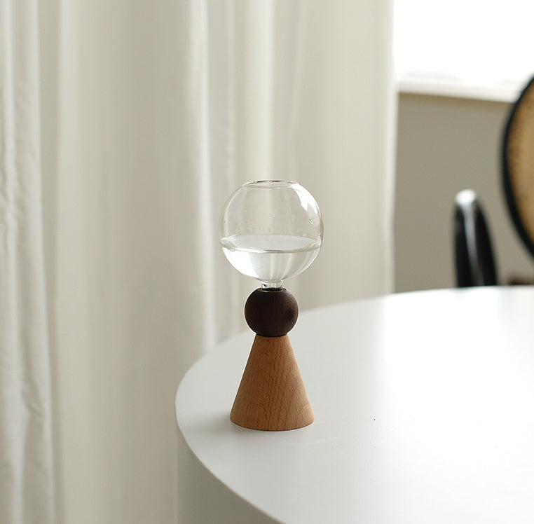Wooden Base Geometric Bubble Vase Nordic Ins  Decorative Floral Combination