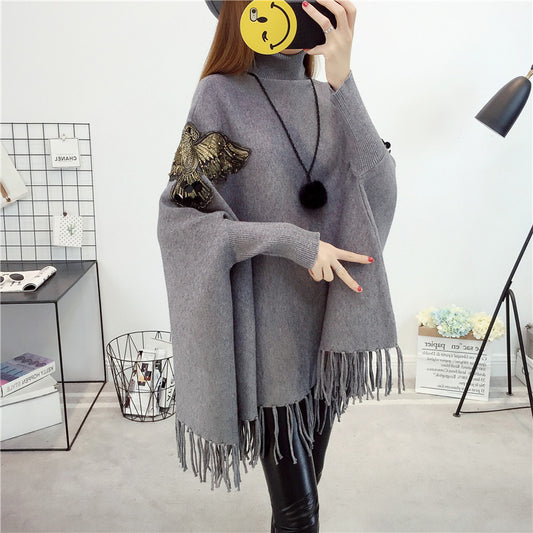 Bat Sleeve Spring Cloak Fringed Cloak Shawl