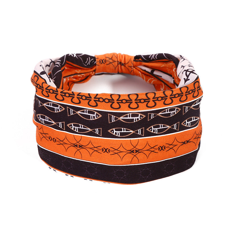 Headscarf African Print Hair Band Elastic Women Sports Yoga Hair Band Wide Brim