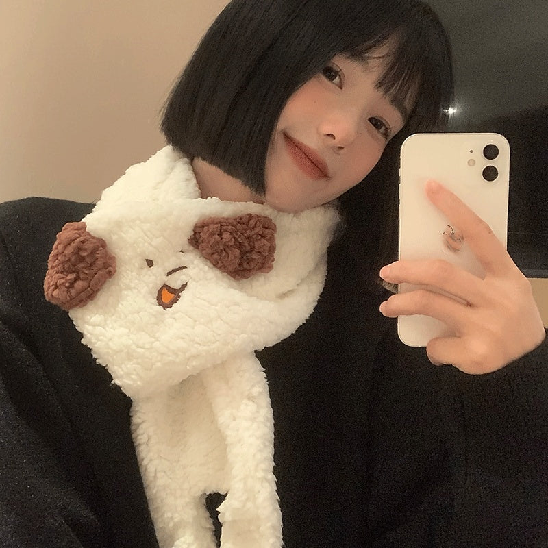 Cute Little Dog And Scarf Girl Winter