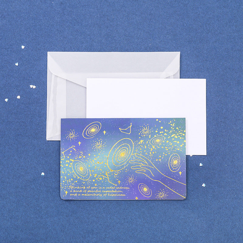 High-end Aesthetic Sulfuric Acid Paper Bronzing Folding Greeting Card Envelope Set