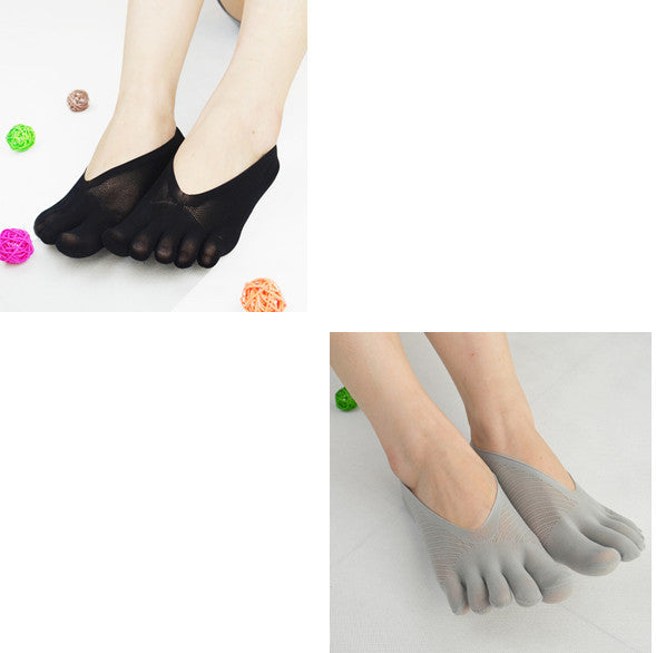 Four Seasons Ultra-Short And Thin Glue Split-Toe Five-Finger Socks Women'S Shallow Mouth