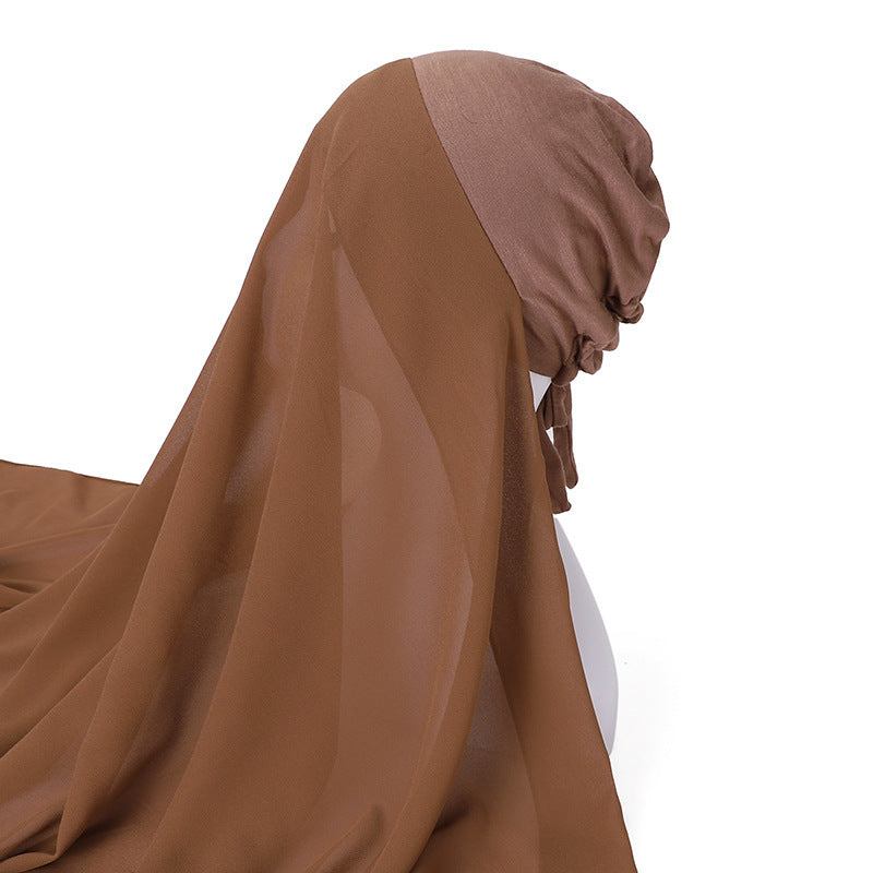 Pearl Chiffon With Elastic Bottoming Hood Scarf