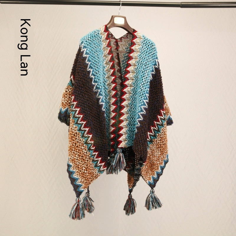 Ethnic Style Travel Cloak Scarf Dual-use