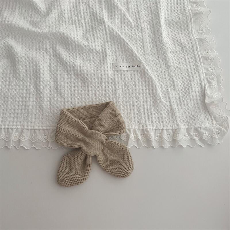 Korean Version Of Solid Color Knitted Cross Small Scarf