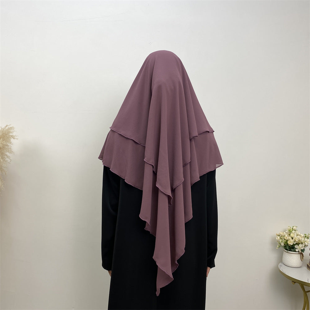 Solid Color Chiffon Turban Solid Color Double Layer