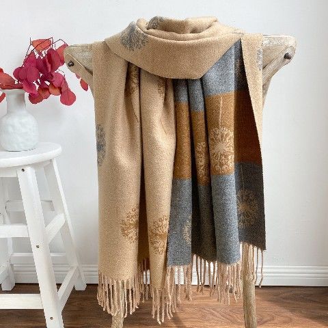Autumn And Winter Cashmere Dandelion Jacquard Scarf