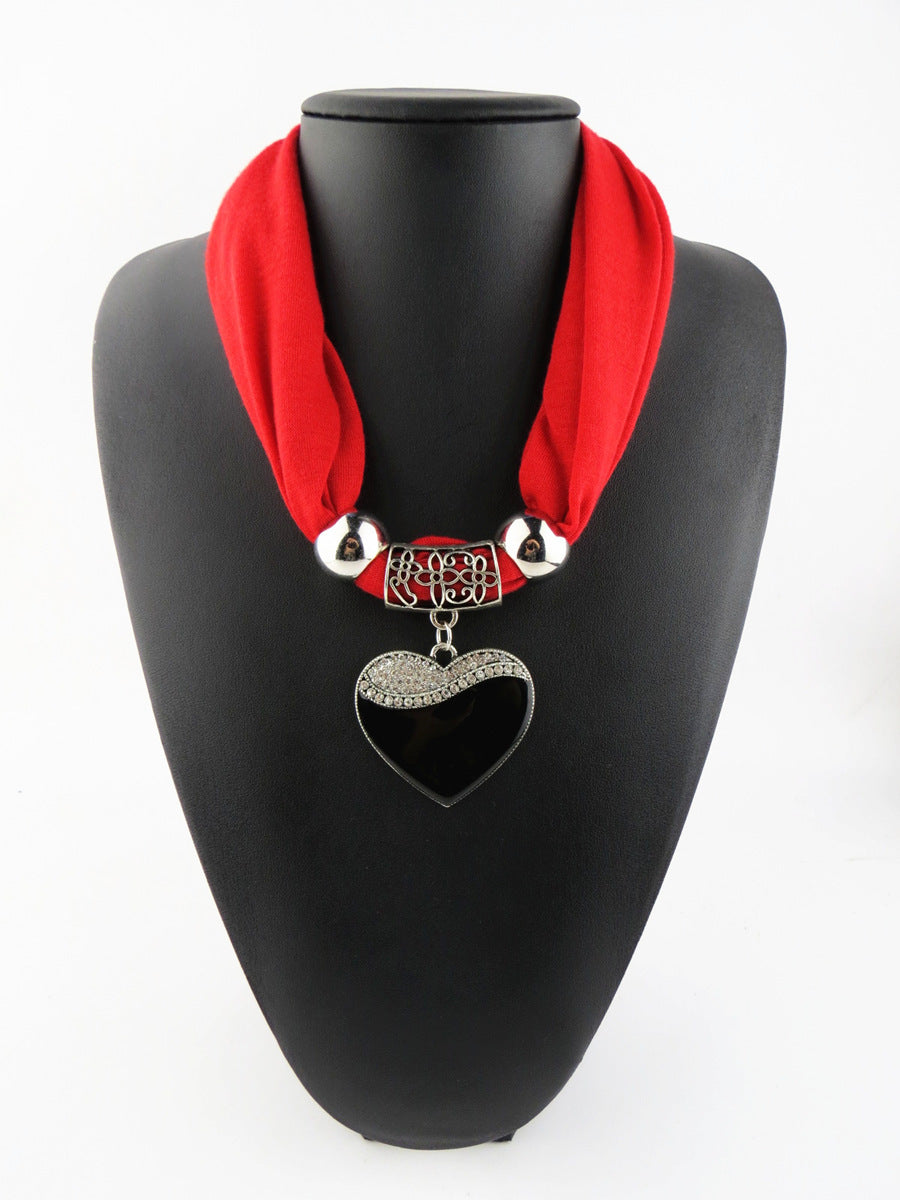Women's Fashion Simple Heart-shaped Pendant Scarf